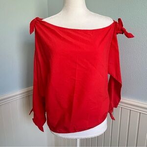 Joie Colissa One-Shoulder Tie Blouse Top Color Salsa